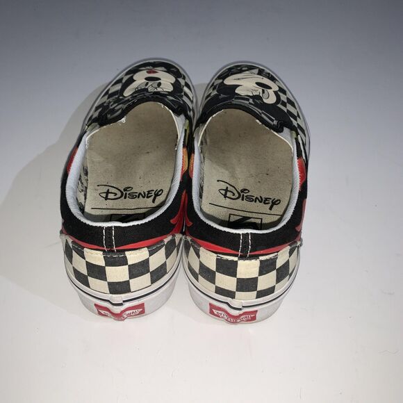 Vans x Disney Shoes Womens 9 Mens 7.5 Mickey Minnie Black Checkered Flames - Picture 7 of 9